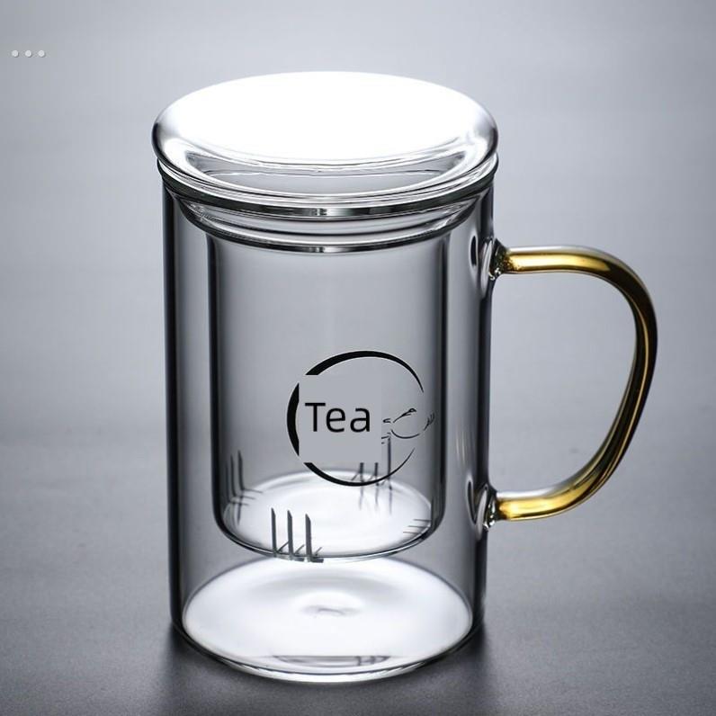 高硼硅耐热玻璃杯茶杯茶道杯泡茶杯茶水分离过滤杯子办公杯喝茶杯