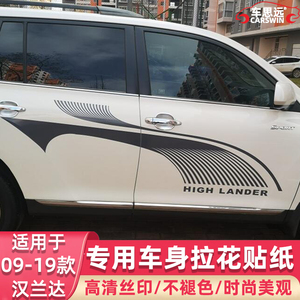 适用于09-19汉兰达车身贴纸 彩贴 贴花 彩条汽车个性拉花车身改装