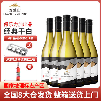 贺兰山经典霞多丽干白葡萄酒750ml*6瓶宁夏地区国产红酒整箱6支