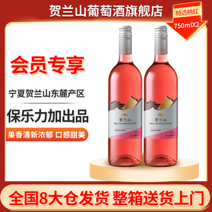 【会员专享】贺兰山特选梅洛桃红750ml国产半干型红酒葡萄酒双支