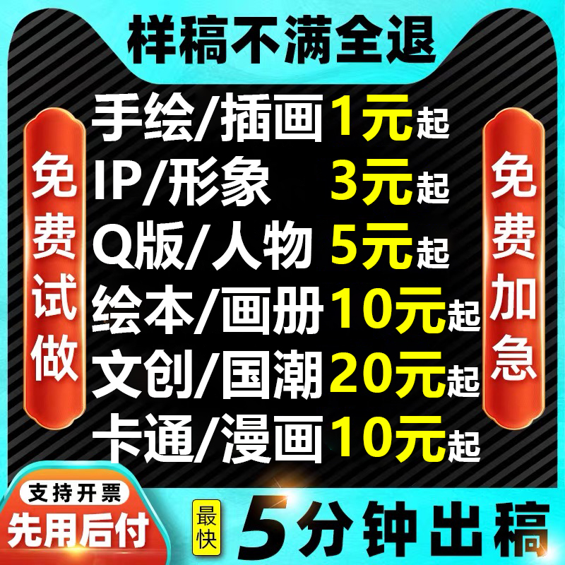 手绘插画设计卡通包装定制代画