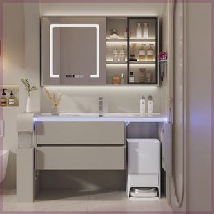 定制风水镜柜扫地机器人76/86/96/106/116cm陶瓷一体蜂窝铝浴室柜