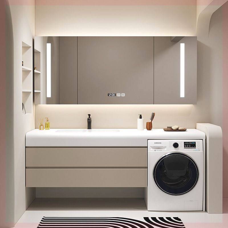 可丽耐一体盆洗衣机柜组合浴室柜岩板无缝陶瓷盆卫生间洗手洗脸盆,家装主材,浴室柜组合,淘宝优惠券,粉丝福利购,淘宝优惠卷