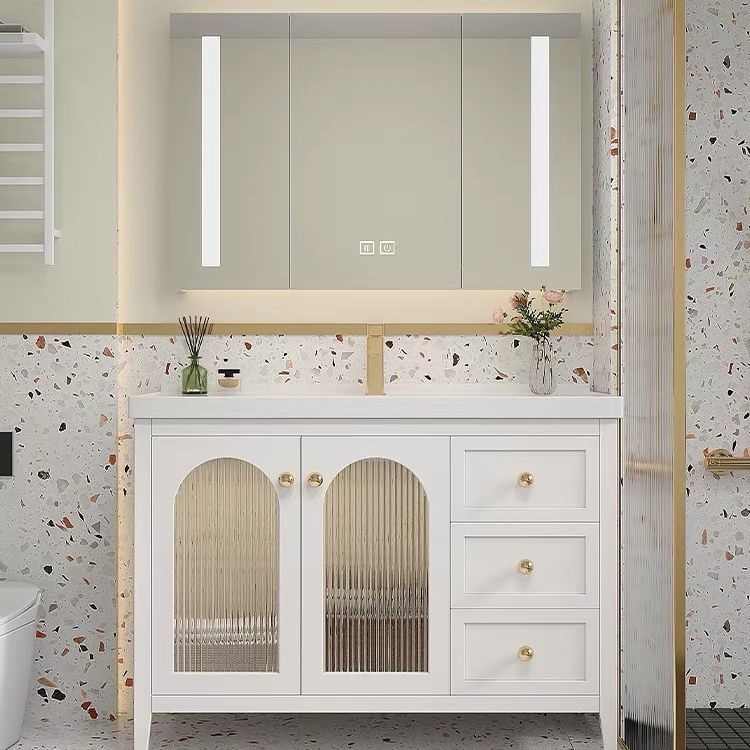 73/83/93/103/113cm洗陶瓷一体盆浴室柜橡木烤漆卫生间落地洗手盆