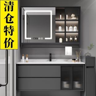 定制76/86/96/106/116岩板无缝盆浴室柜半墙非标尺寸洗脸盆洗漱台