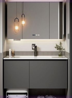 定制陶瓷一体盆蜂窝铝浴室柜73/83/93/103/113CM扫地机器人基站款