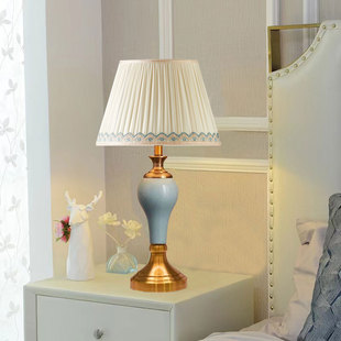 美式台灯卧室床头灯简约现代中式客厅高级感装饰暖光智能遥控台灯