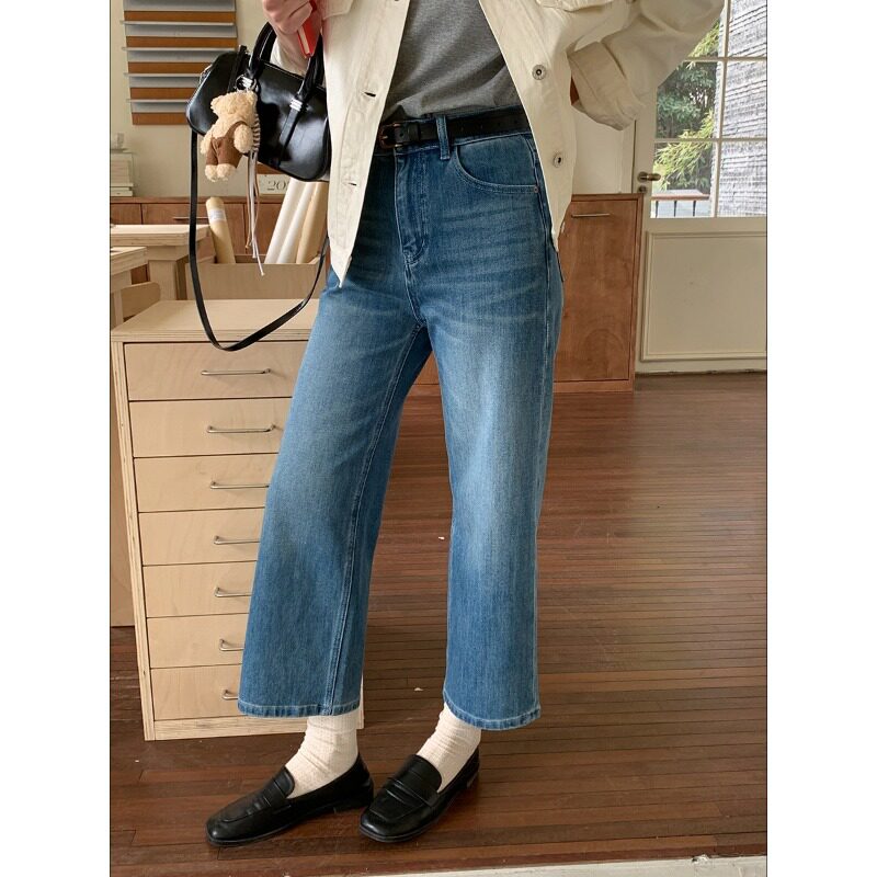 赴裳 2026新款  直腿模范 小个子窄版直筒显瘦九分牛仔裤女士女装