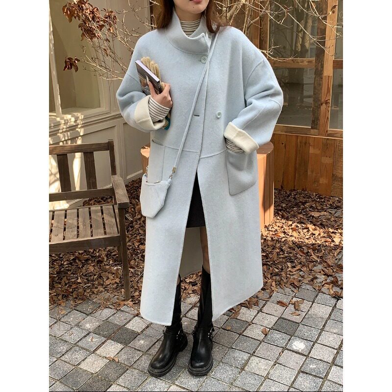 赴裳 2026新款  简约高智 含挂包立领双面呢羊毛大衣外套女士女装