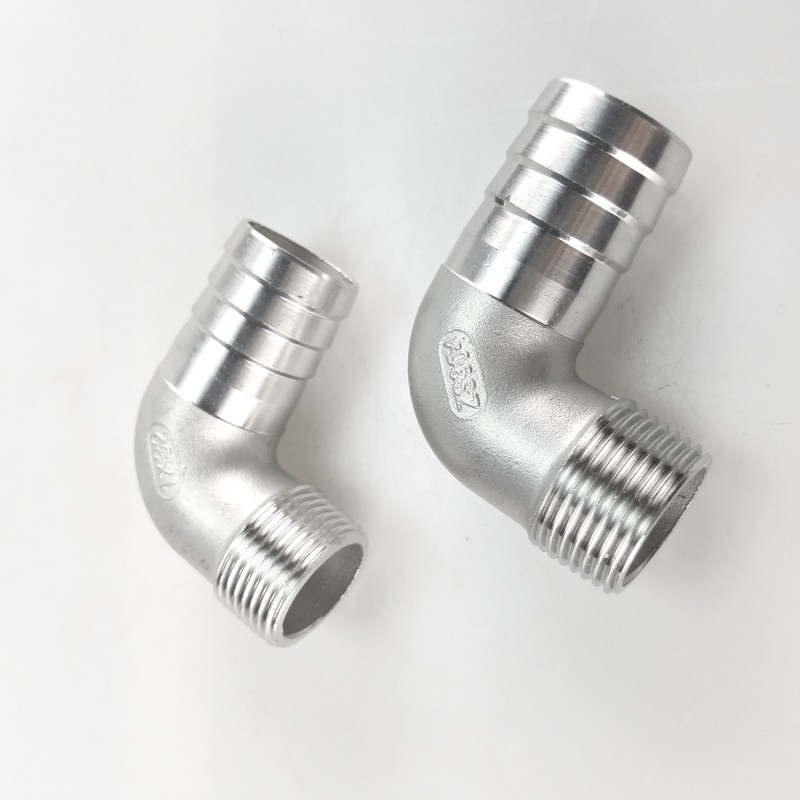 304不锈钢外丝弯头皮管接头/90度外丝皮接/宝塔弯头软管/4分6分