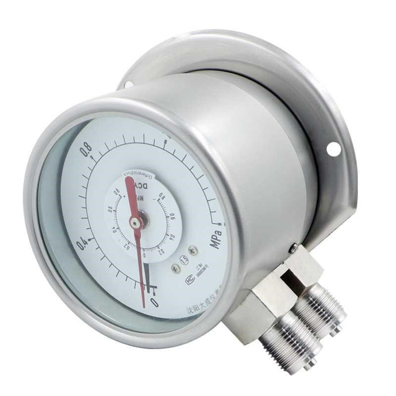 【大成】YCS-100B不锈钢双管双针差压差力 双管双针压力表 表压表