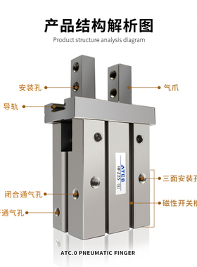 亚德客型气动手指气缸HFZ HFK6F10F16F20F32F40F扁平底部安装夹具