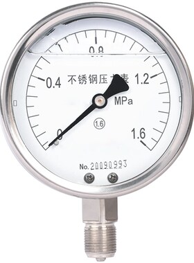 YN100BF304全不锈钢耐震压力表充油抗震防腐防锈蒸汽锅炉压力表