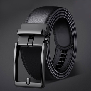 古格缇高端男士真二层牛皮皮带无孔自动扣时尚百搭裤腰带商务型男