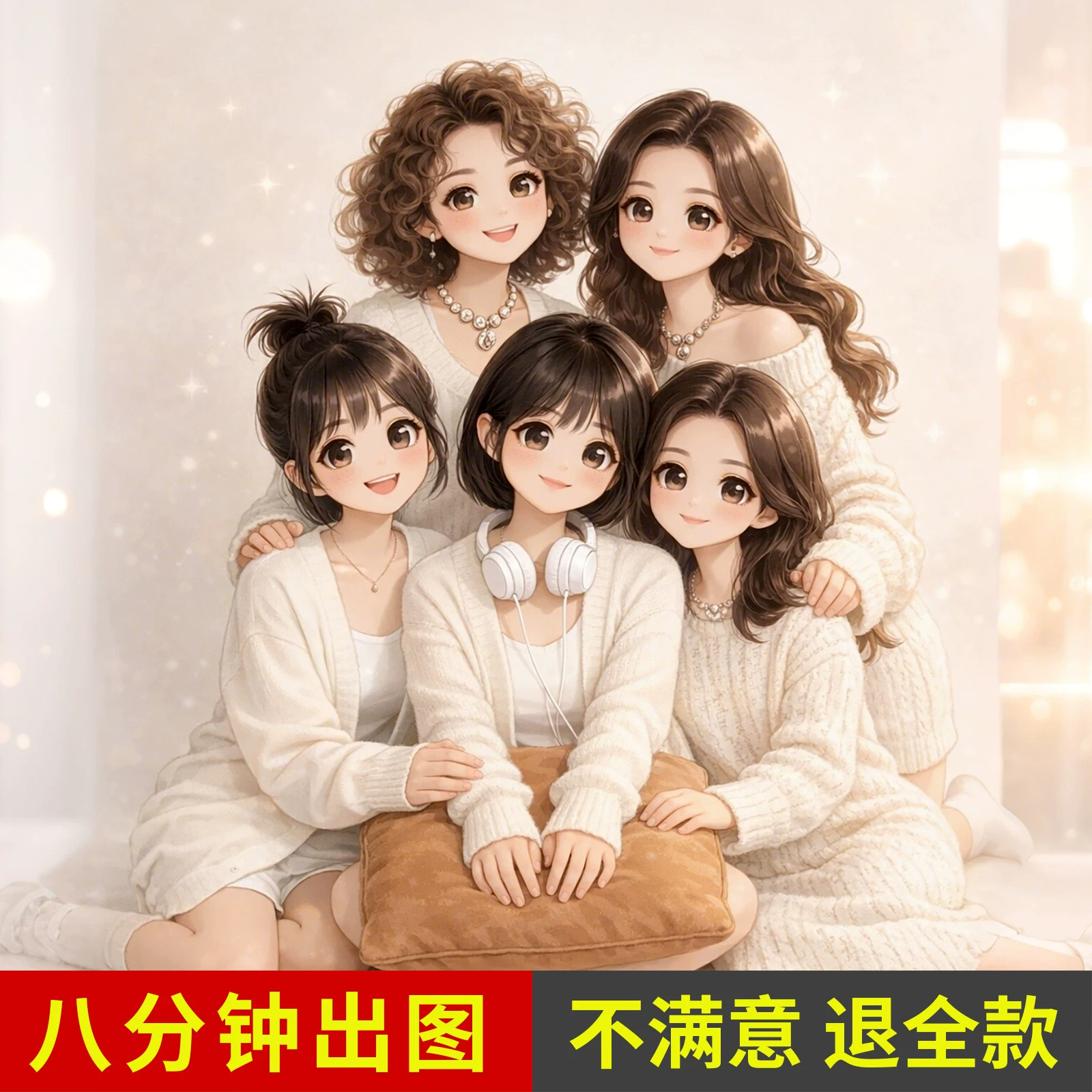 Ai头像定制多人照片转漫画Q版3D卡通情侣抖音微信头像贴纸ai相片