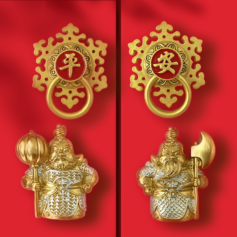 中国风门神创意冰箱贴磁贴3d立体新年春节喜庆对联磁吸装饰门贴