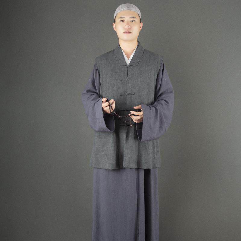 特卖僧服春秋款伽蓝褂僧衣马甲出家僧人和尚服装坎肩无袖大褂长褂