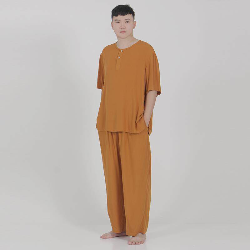 僧服夏季棉绸短袖T恤和尚服男女款居士服睡衣内衣轻薄透气吸汗新