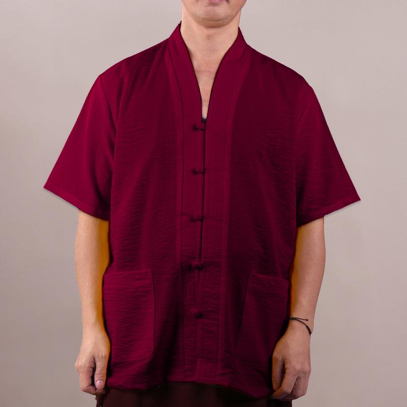 喇嘛服夏季长袖僧人僧服短袖透气僧衣半袖马甲居士服装活佛僧衣