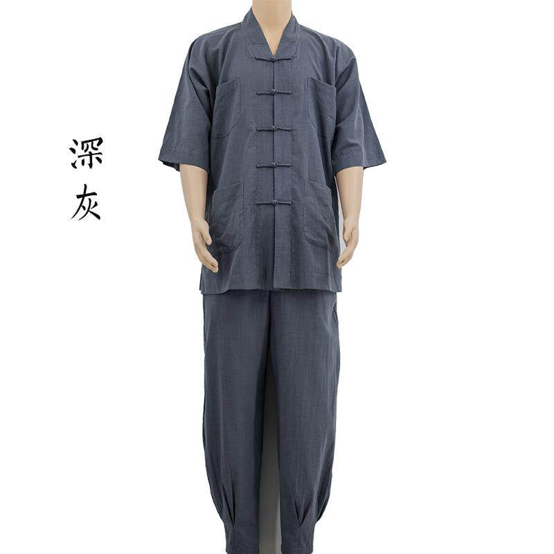 夏季薄款七分短袖免绑腿小短褂僧衣套装出家僧人和尚僧侣棉麻僧服