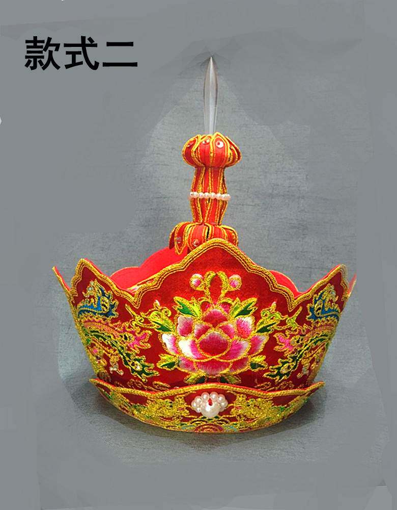 特卖苏绣盘金黄红唐僧帽毗卢帽五佛冠铁盒子包邮