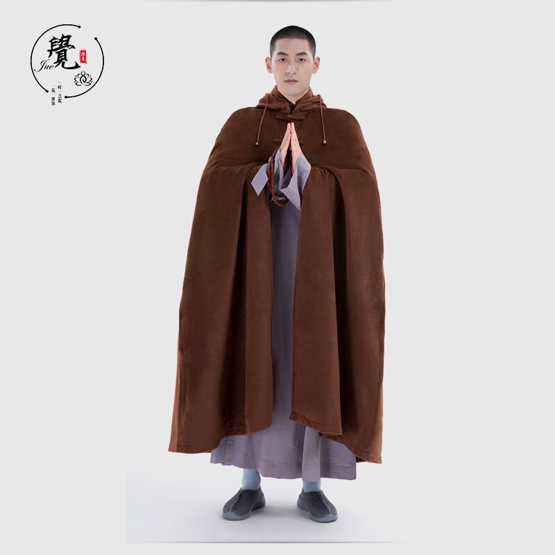 特价觉牌僧服冬季加绒披风带帽男女居士僧人禅修打坐盖腿僧服斗篷