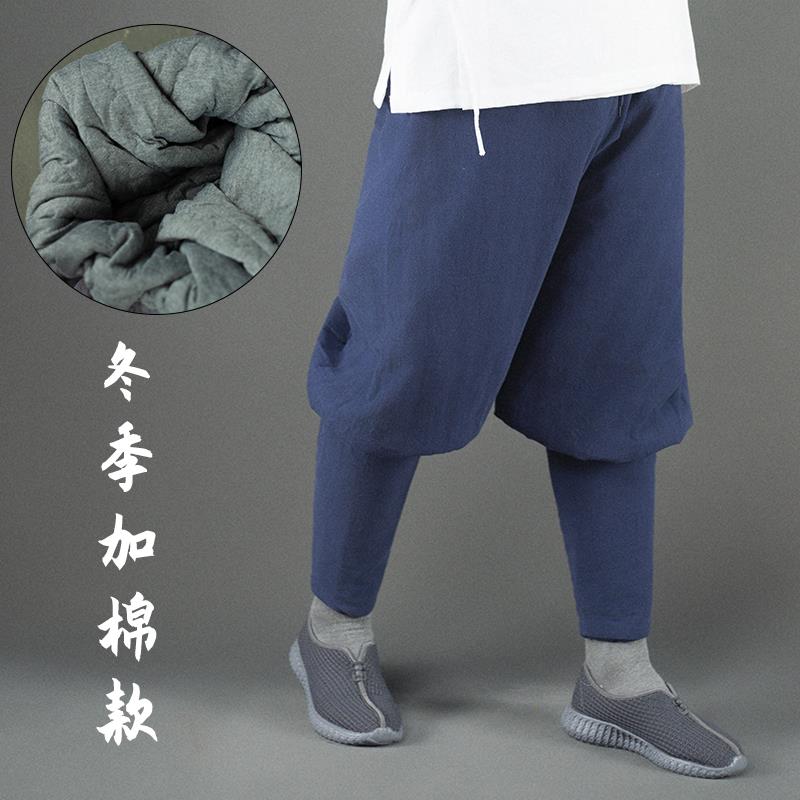 特卖善之缘僧裤男春秋冬季僧裤免绑腿女亚麻加厚棉裤出家和尚短褂