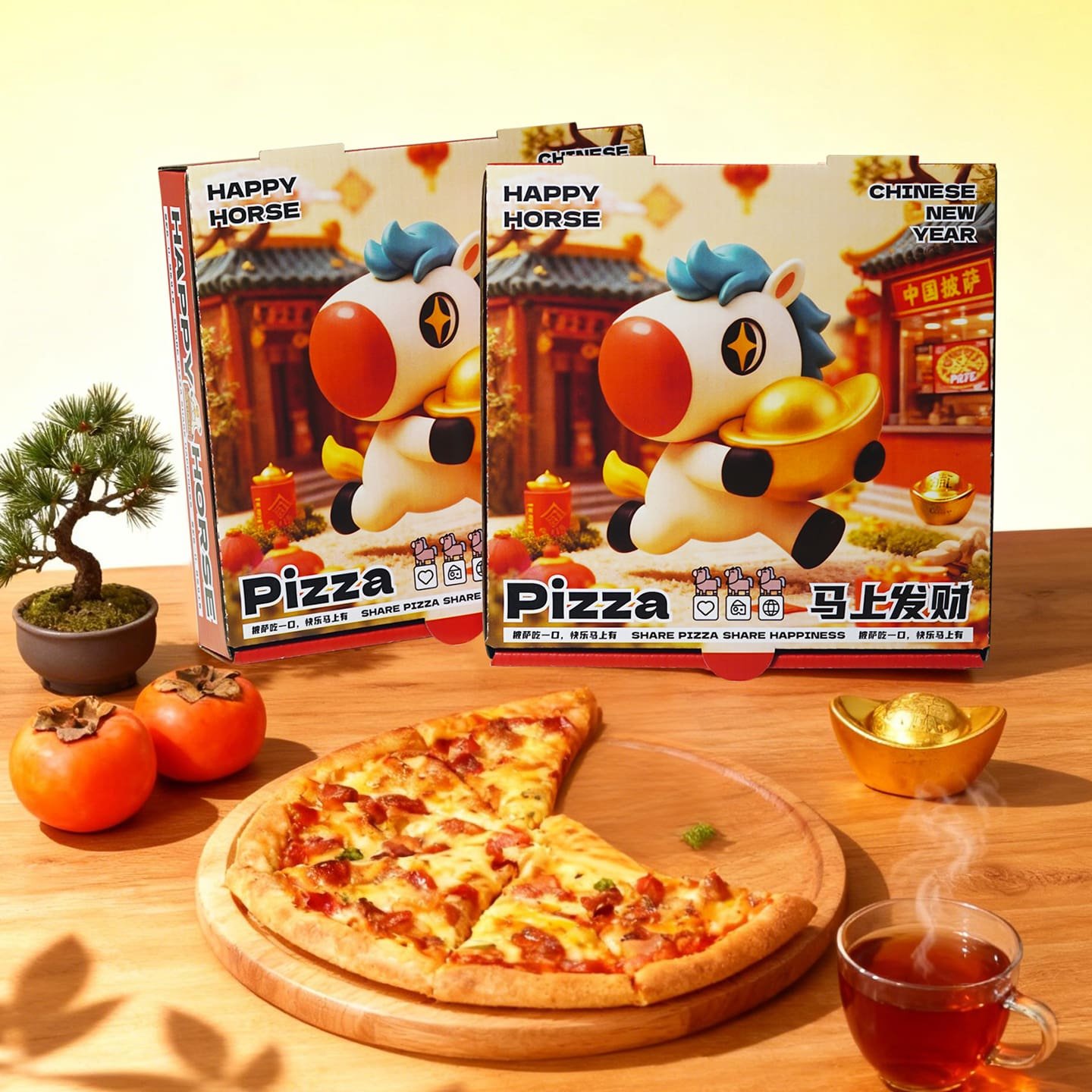 马年新款铝膜披萨盒打包外卖7891012英寸pizza设计定制批发新品图片