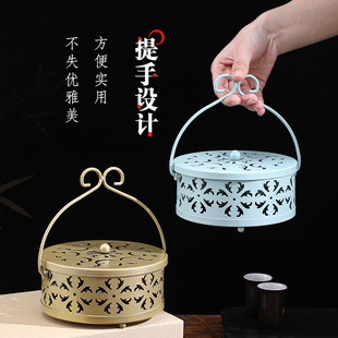 铁艺蚊香盘托家用架防火防烫带盖高端创意放文香盒子香炉