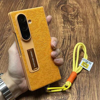 适用三星皮质龙纹带挂绳手机壳