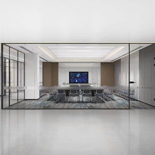 玻璃隔断墙双层内置中空百叶屏风铝合金钢化玻璃隔音高隔断办公区