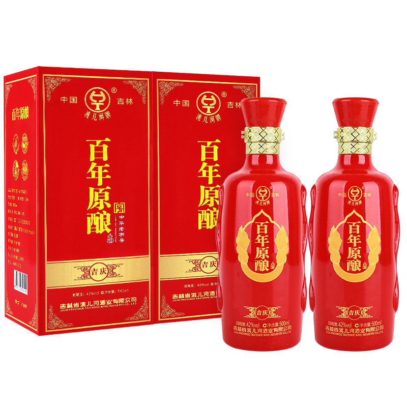 洮儿河百年原酿吉庆白酒42度 东北特产粮食酒喜酒500ml整箱6瓶