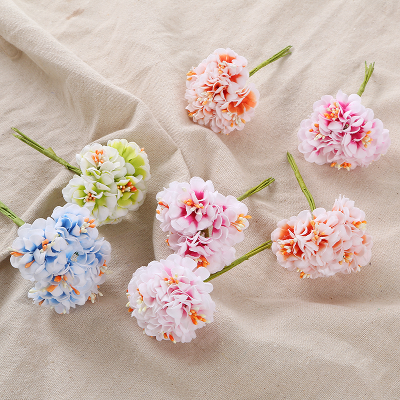 仿真渐变菊花彩珠绢花头饰小花束