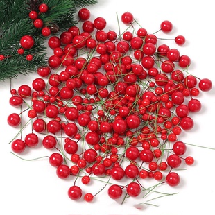 圣诞装饰品 泡沫亮片闪粉浆果珠子 红果 diy手工圣诞松针花环材料