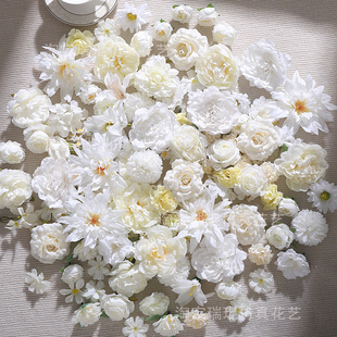 仿真白色系混搭花朵花头 diy手工材料 汉服古风手作簪花头饰装饰