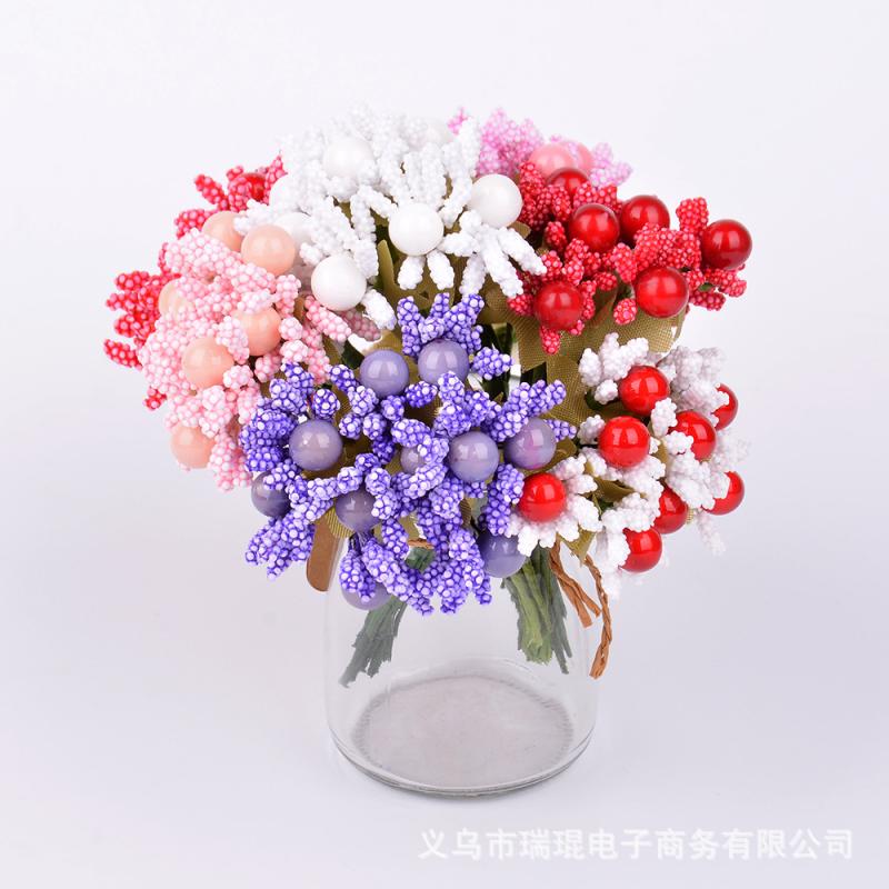 仿真桑葚樱桃花束假花 diy手工花环胸花材料礼盒喜盒装饰点缀辅料