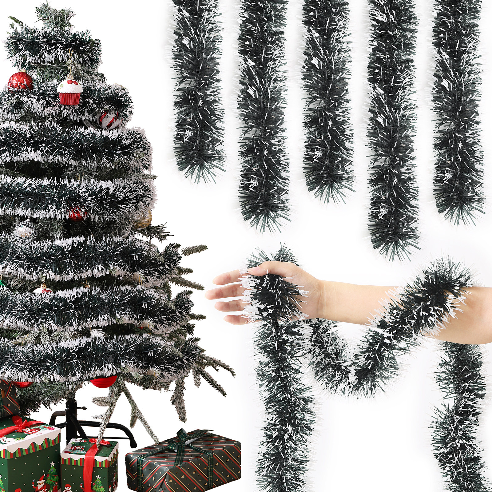 圣诞毛条草条彩条藤条圣诞树挂件 圣诞节装饰品 圣诞场景布置