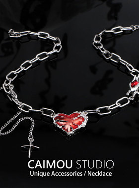 爱心吊坠鬼爪项链女暗黑风朋克