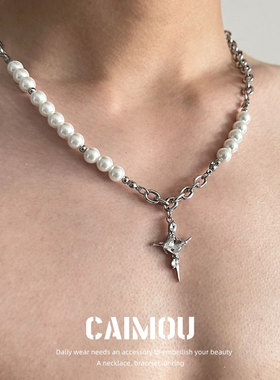 CAIMOU星星锆石项链男女款配饰轻奢小众秋冬钛钢高级感锁骨毛衣链