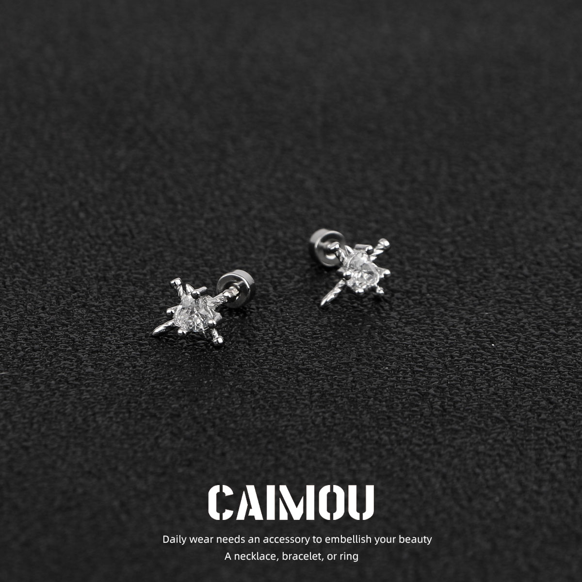 CAIMOU爱心十字架耳钉