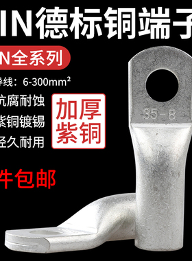 冷压接线DIN端子德标46235系列镀锡铜端子线缆铜鼻子线耳地环
