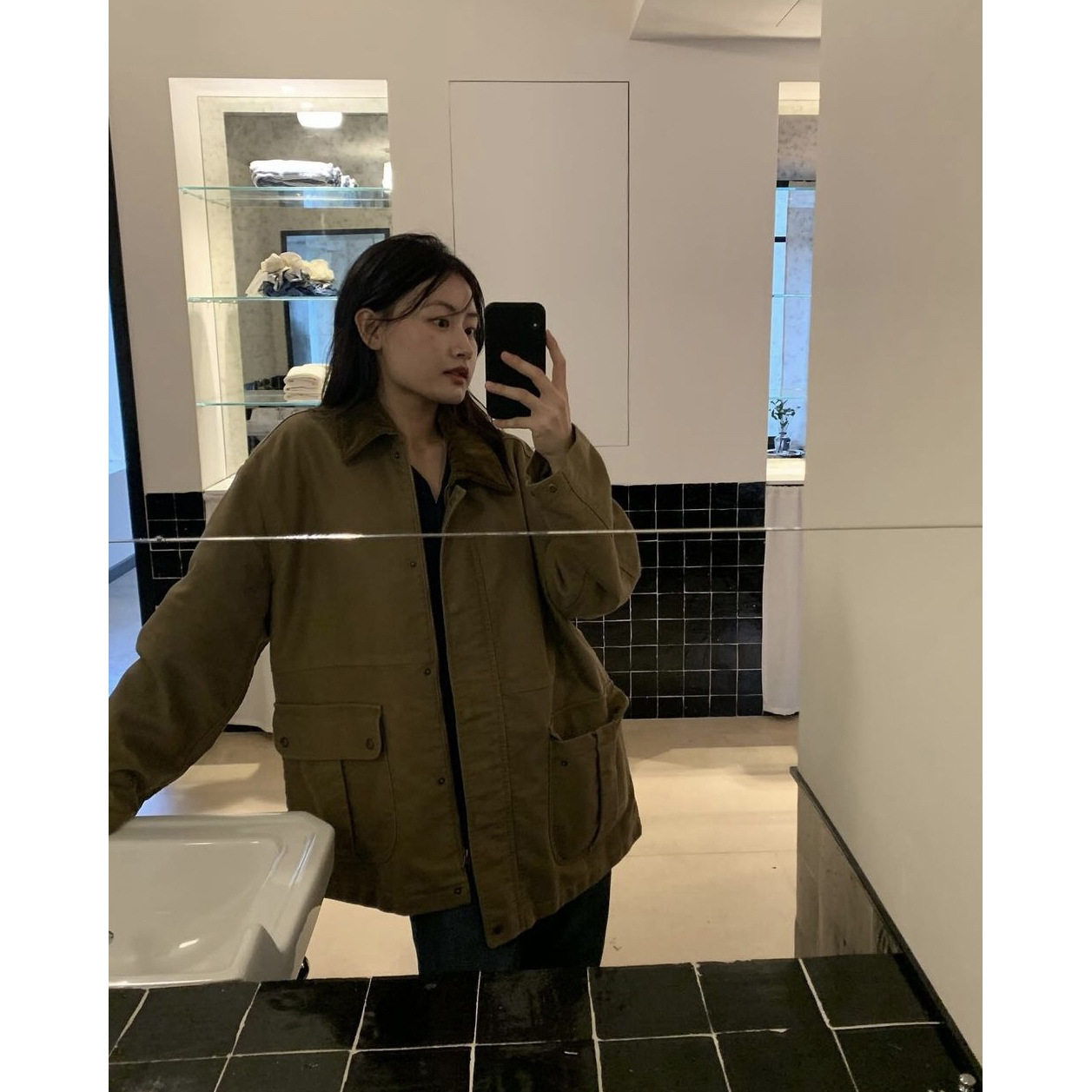 VERIDIAN DEW-韩国not*ing wr*tten百搭复古狩猎翻领工装夹克外套