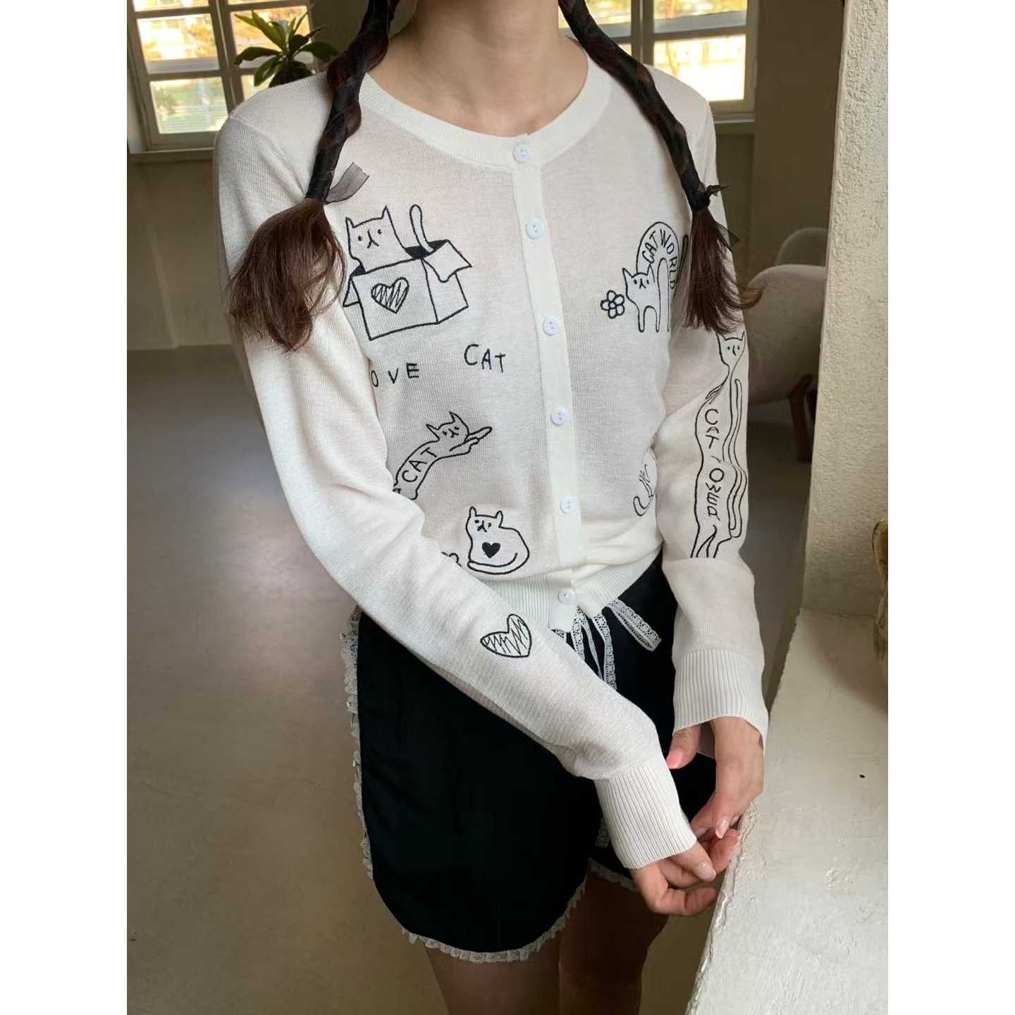 VERIDIAN DEW-2025初秋季新款韩国设计师more t*an卡通可爱猫咪