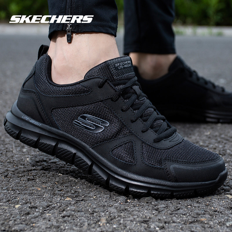 斯凯奇男鞋春季新款黑色跑步鞋官方正品旗舰运动鞋纯色简约休闲鞋