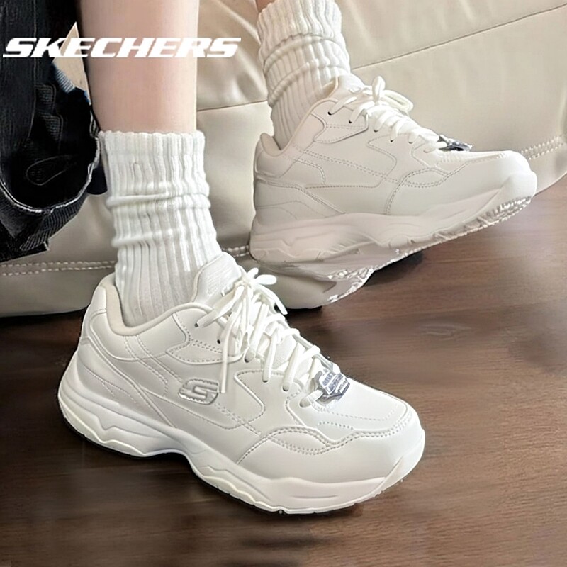 斯凯奇女鞋熊猫鞋低帮工装鞋春季新款加绒保暖休闲鞋小白鞋老爹鞋