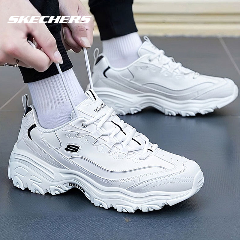 斯凯奇小白鞋男鞋春季复古老爹鞋官网休闲鞋白色运动鞋厚底熊猫鞋