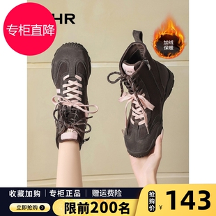 ZHR则则真皮马丁靴女2025冬季运动高帮德训鞋加绒雪地靴保暖棉鞋