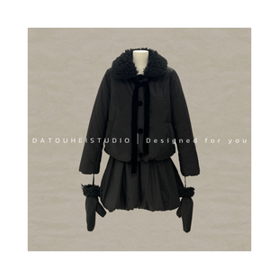 绗棉防水外套半裙套装 慕尼黑 秋冬新品 女厚棉衣 大头黑自制