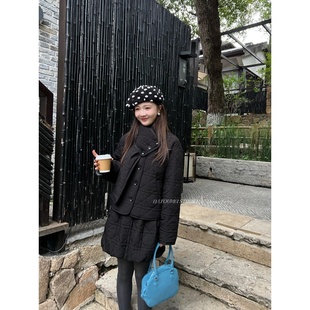 百搭棉服半裙套装 切格棉服 秋冬新品 女加厚保暖 大头黑自制