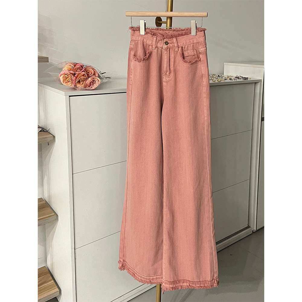 大头黑韩系毛边休闲牛仔裤